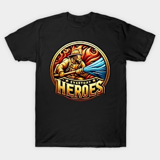 Heroic Firefighter Battling Blaze T-Shirt